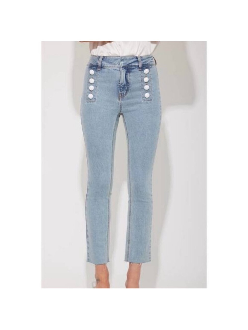 Generation Love Justine Button Fray Jean In Light Blue Size 25